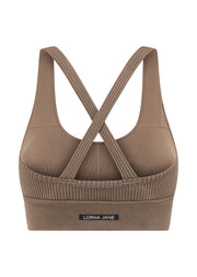 Lorna Jane It Girl Wide Rib Seamless Sports Bra - Washed Bone