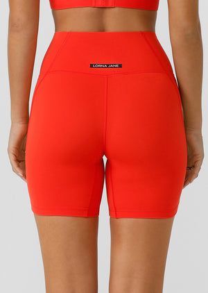 Lorna Jane Sculpt And Support No Ride Bike Shorts - Hot Tomato