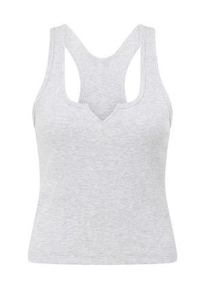 Lorna Jane Muse Rib Tank - Light Grey Marl