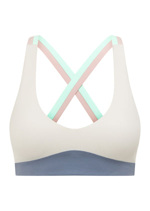 Lorna Jane Set Point High Support Rib Sports Bra - Pastel Multi