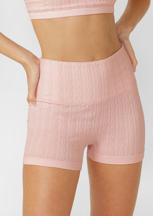 Lorna Jane Cable Seamless 7cm Bike Shorts - Pale Peony