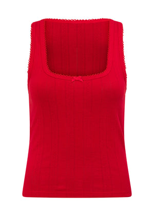 Lorna Jane Mi Amour Pointelle Tank - Rose Red