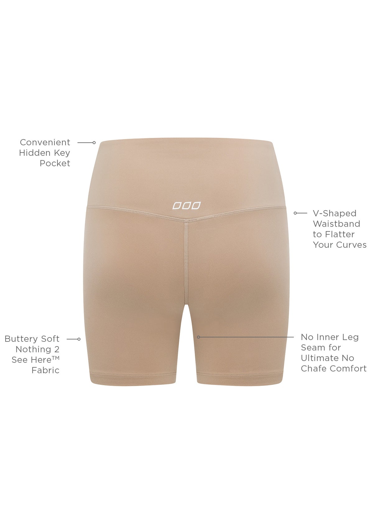 Lorna Jane Lotus No Chafe 16cm Bike Shorts - Dark Off White