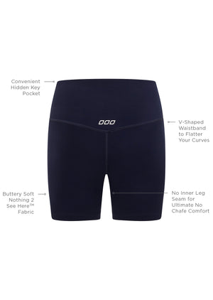 Lorna Jane Lotus No Chafe 16cm Bike Shorts - French Navy