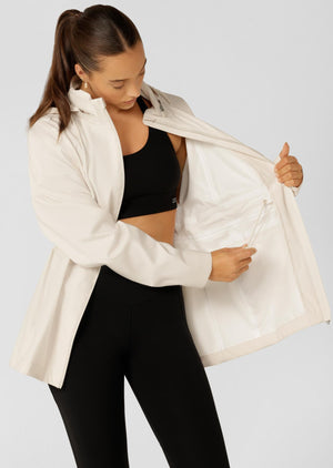 Lorna Jane Rain Repeller Pocketed Waterproof Jacket - Ivory