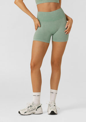 Lorna Jane Never Better Washed Seamless Bike Shorts - Washed Green Juice