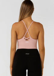 Lorna Jane Campus Classic Cropped Bra Tank Combo - Dusty Rose Marl