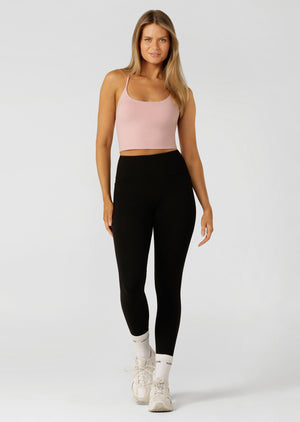 Lorna Jane Campus Classic Cropped Bra Tank Combo - Dusty Rose Marl