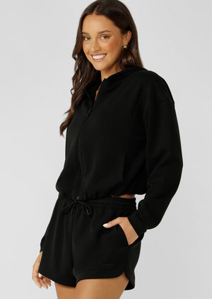 Lorna Jane Cloud Nine Spacer Zip Through Hoodie - Black