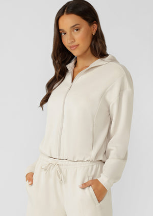 Lorna Jane Cloud Nine Spacer Zip Through Hoodie - Ivory