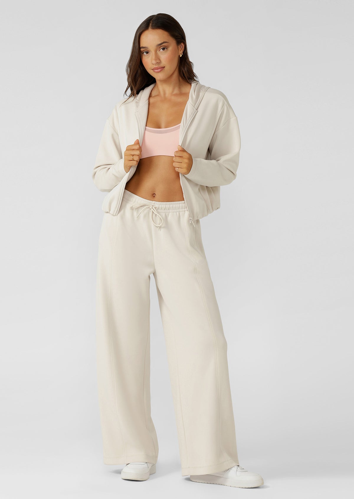 Lorna Jane Cloud Nine Spacer Zip Through Hoodie - Ivory
