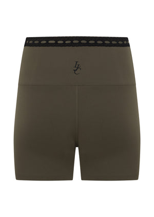 Lorna Jane In The Moment 12cm Bike Shorts - Dark Khaki Haze
