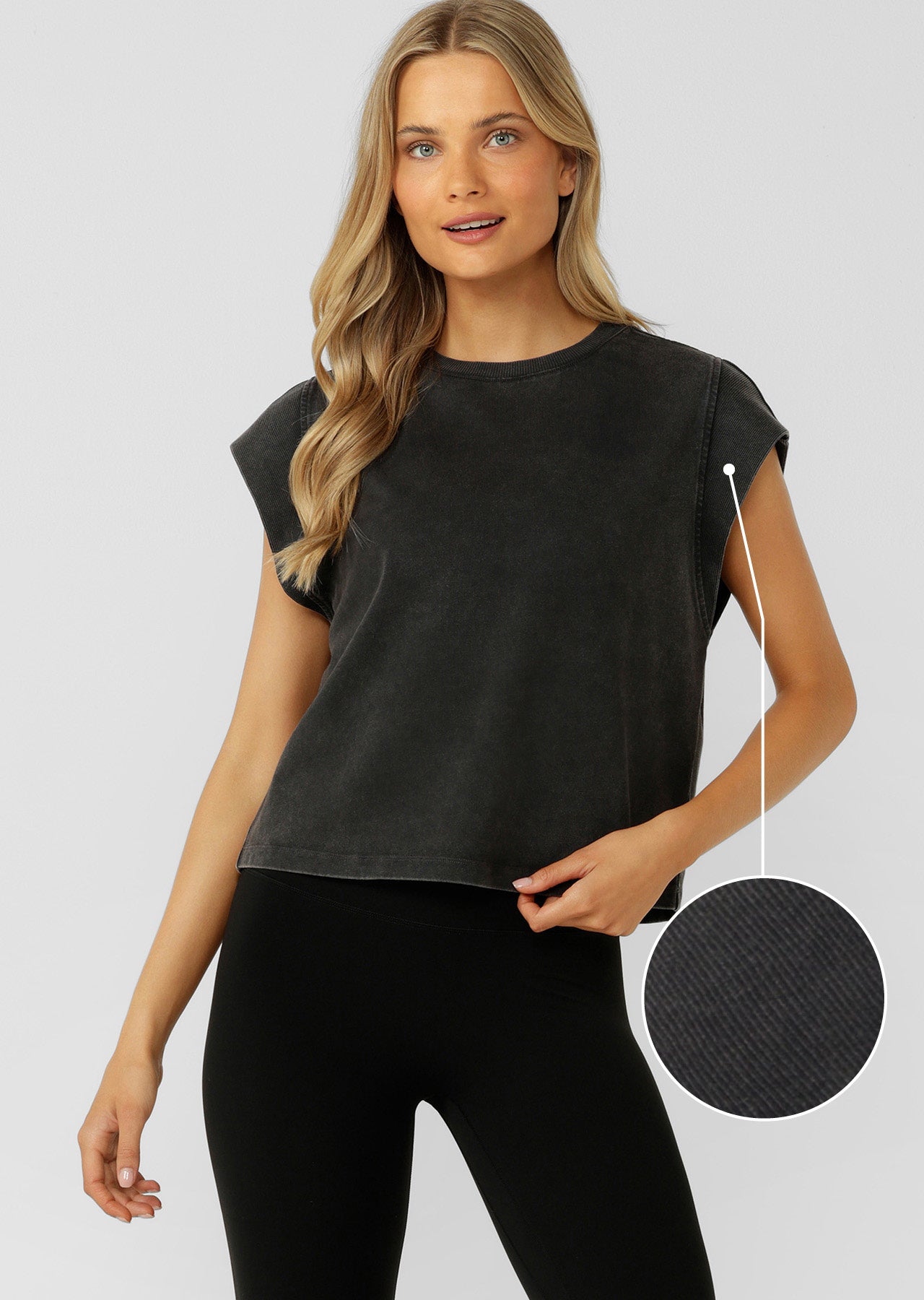 Lorna Jane Reset Washed T-Shirt - Washed Black
