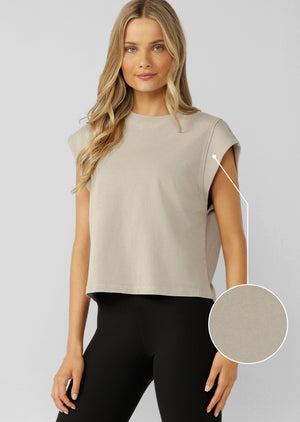Lorna Jane Reset Washed T-Shirt - Washed Sea Salt