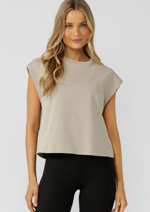 Lorna Jane Reset Washed T-Shirt - Washed Sea Salt