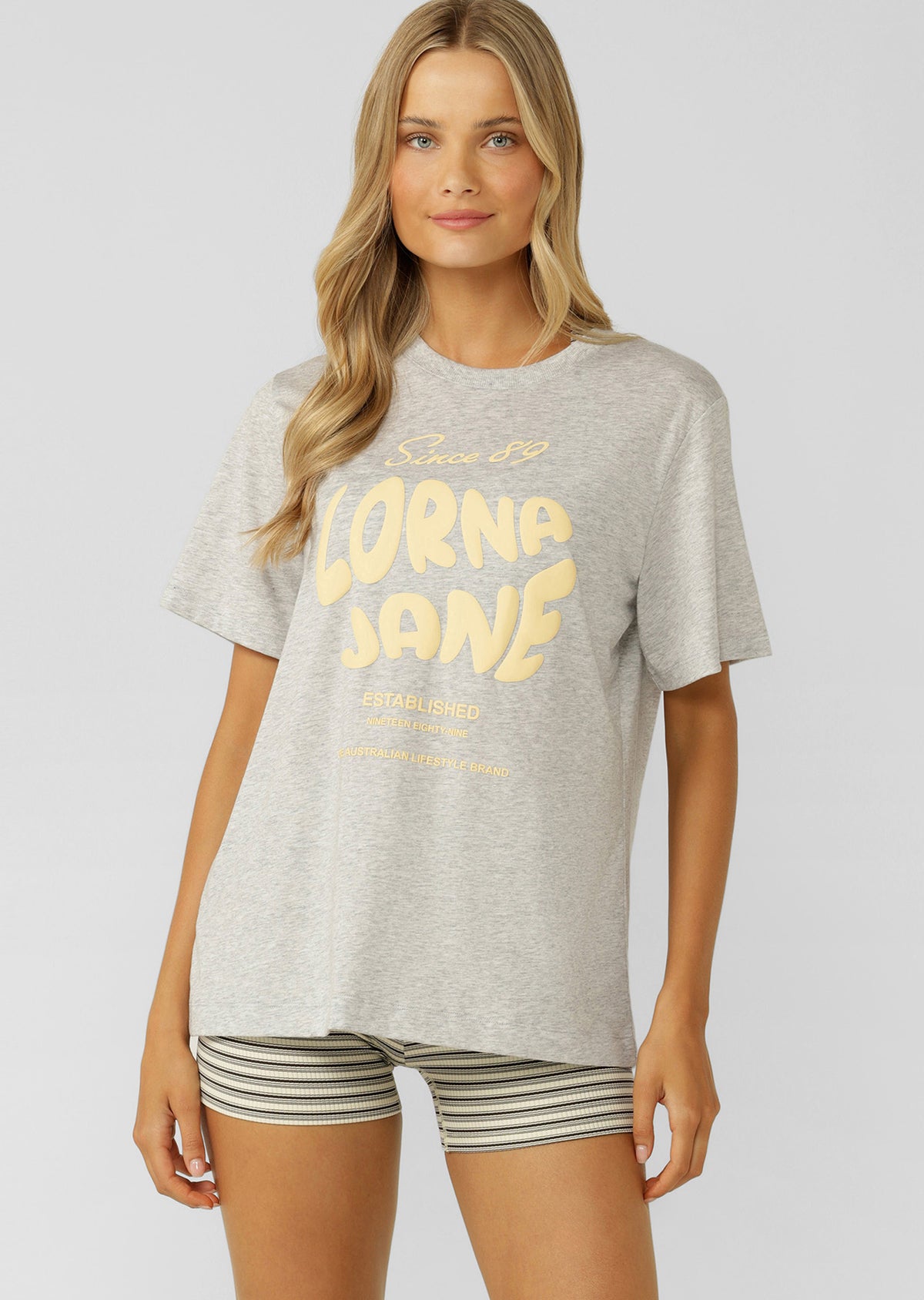Lorna Jane Since 89 Relaxed T-Shirt - Grey Marl