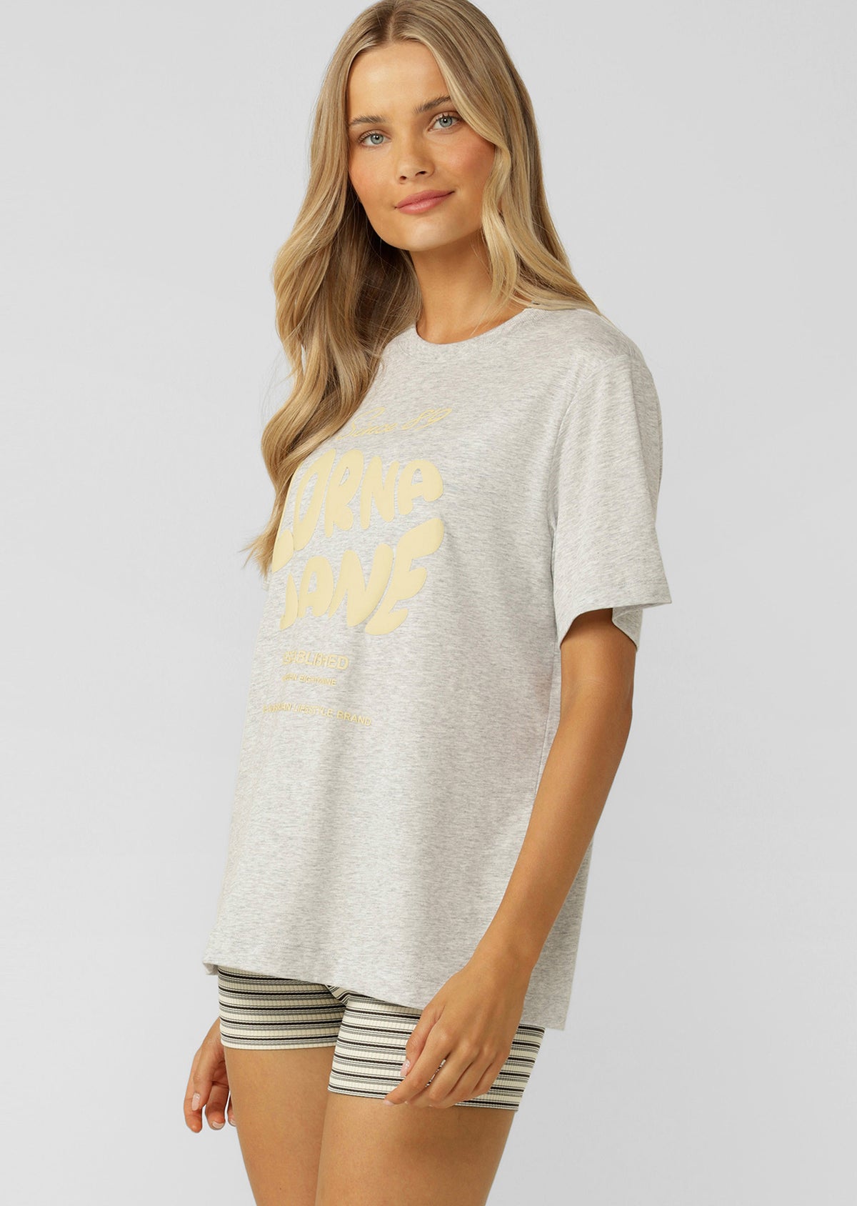 Lorna Jane Since 89 Relaxed T-Shirt - Grey Marl