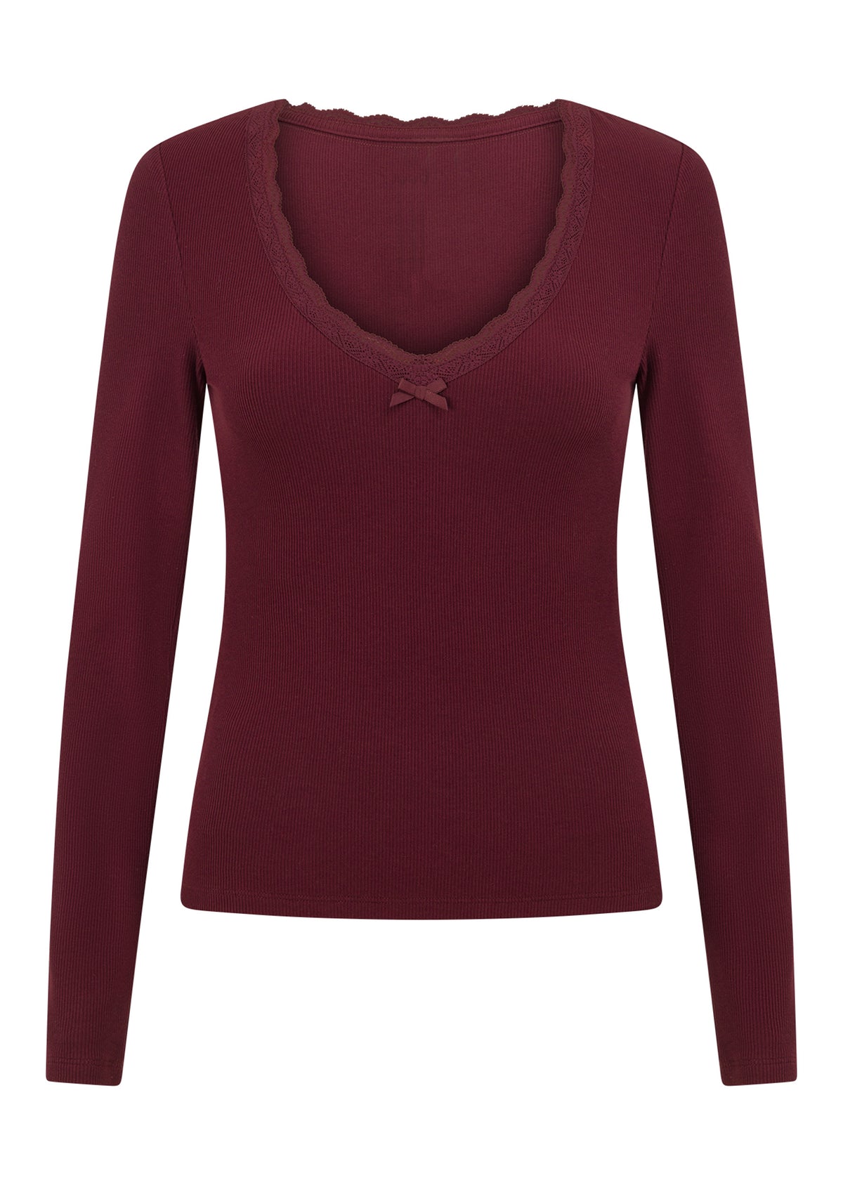 Lorna Jane In The Moment Long Sleeve Rib Top - Cranberry