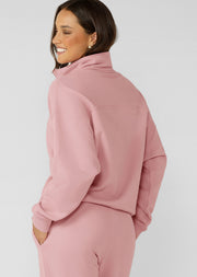 Lorna Jane Streamline Quarter Zip Sweat - Dusty Rose