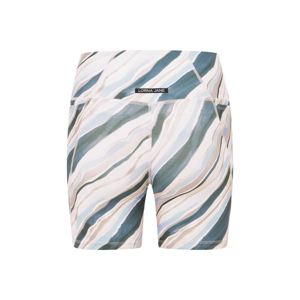 Lorna Jane Horizon Haze No Ride Pocket Bike Shorts - Blurred Lines Print
