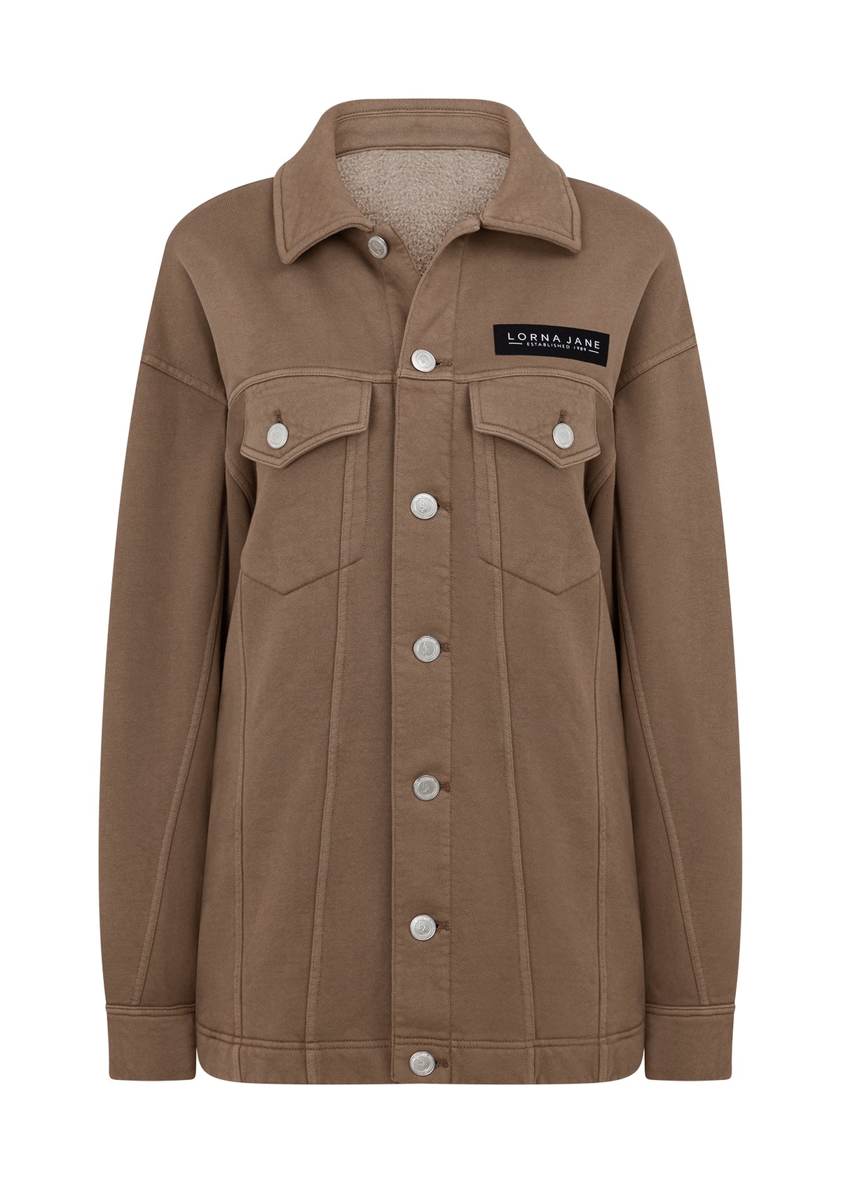 Lorna Jane Daybreak Washed Fleece Shacket - Washed Cedar