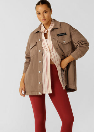 Lorna Jane Daybreak Washed Fleece Shacket - Washed Cedar