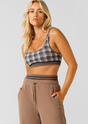 Lorna Jane Gingham Seamless Sports Bra - Neutral Gingham