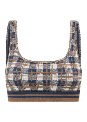 Lorna Jane Gingham Seamless Sports Bra - Neutral Gingham