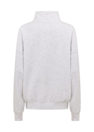 Lorna Jane Iconic Quarter Zip Sweat - Light Grey Marl