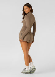 Lorna Jane Liberty Active 1/2 Zip Long Sleeve Top - Bone