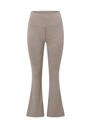 Lorna Jane Mindful Rib Full Length Flared Leggings - Bone Marl