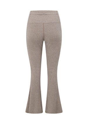 Lorna Jane Mindful Rib Full Length Flared Leggings - Bone Marl