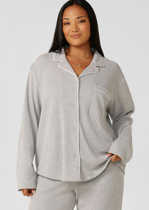 Lorna Jane Waffle Lounge Shirt - Grey Marl