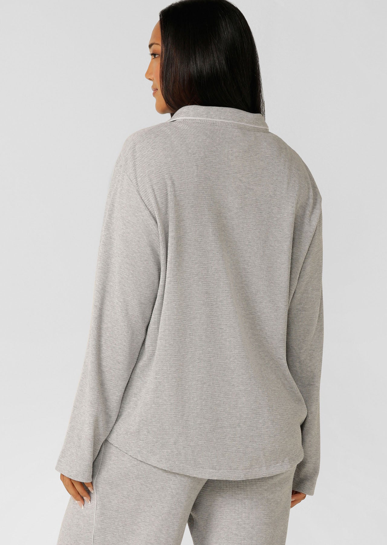 Lorna Jane Waffle Lounge Shirt - Grey Marl