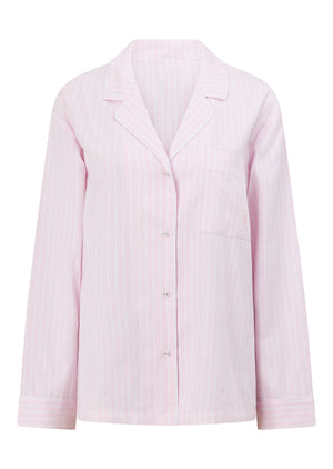 Lorna Jane Flannel Lounge Shirt - Pink Stripe