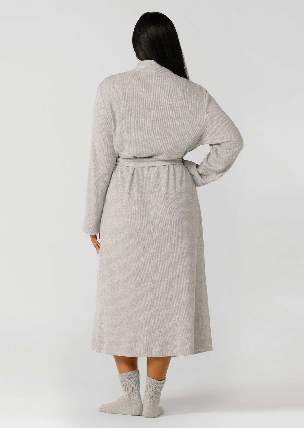 Lorna Jane Waffle Rest And Recover Robe - Grey Marl