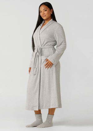 Lorna Jane Waffle Rest And Recover Robe - Grey Marl