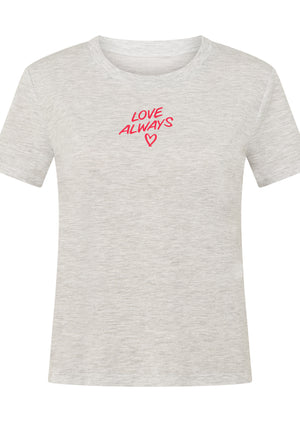 Lorna Jane Love Always Lounge T-shirt - Light Grey Marl