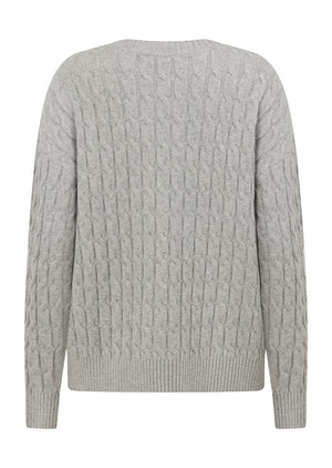 Lorna Jane Soft Touch Cable Knit Jumper - Light Grey Marl