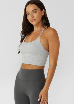 Lorna Jane Campus Classic Cropped Bra Tank Combo - Grey Marl
