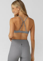 Lorna Jane Check On It Sports Bra - Greyscale Gingham Print