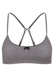 Lorna Jane Check On It Sports Bra - Greyscale Gingham Print