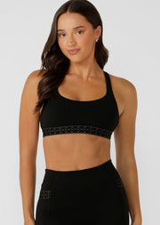 Lorna Jane Iconic Monogram High Support Sports Bra - Recycled Black