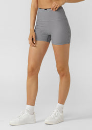 Lorna Jane Check On It 9cm Bike Shorts - Greyscale Gingham Print