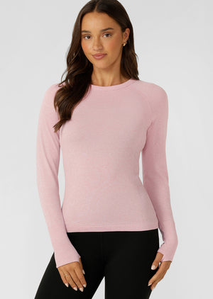 Lorna Jane Tempo Seamless Long Sleeve Top - Dusty Rose Marl