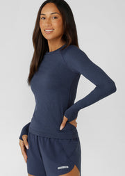 Lorna Jane Tempo Seamless Long Sleeve Top - Platinum Navy Marl