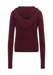 Lorna Jane Luxe Lounge Knit Hoodie - Cranberry Marl