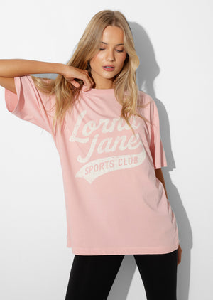 Lorna Jane Sports Club Washed Boyfriend T-Shirt - Washed Wisteria Pink