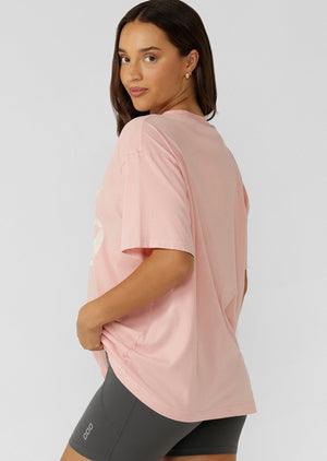 Lorna Jane Sports Club Washed Boyfriend T-Shirt - Washed Wisteria Pink