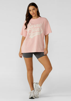 Lorna Jane Sports Club Washed Boyfriend T-Shirt - Washed Wisteria Pink